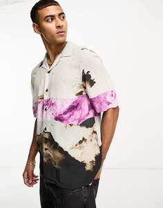 Разноцветная рубашка с короткими рукавами и эффектом омбре Calvin Klein