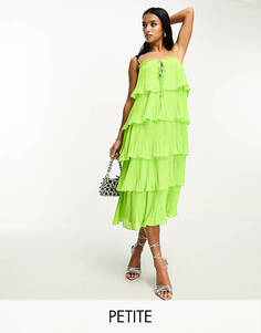 Зеленое ярусное платье миди на бретелях YAS Petite Y.A.S
