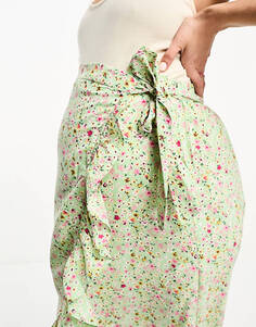 Зеленая юбка миди с запахом спереди Vero Moda Maternity