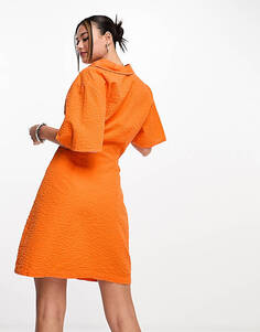 Ярко-оранжевое платье-мини-рубашка с вырезами JJXX