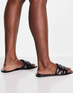 Черные тканые сандалии на плоской подошве ASOS DESIGN Fame - BLACK