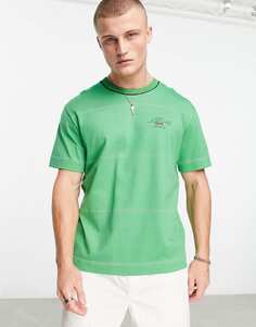 Зеленая футболка свободного кроя Lacoste в теннисном стиле