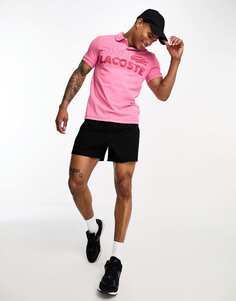 Розовая клубная рубашка-поло Lacoste с графикой спереди