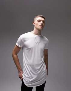 Белая удлиненная футболка Topman