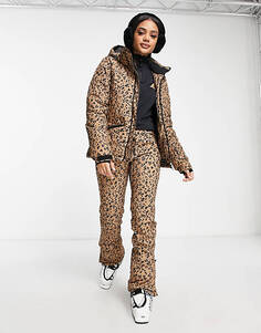 Коричневая зимняя куртка с леопардовым принтом Protest Snowdrops