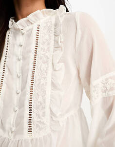 Шифоновая блузка с вышивкой в стиле бохо Miss Selfridge цвета слоновой кости