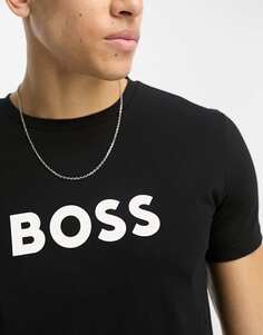 Черная пляжная футболка с логотипом BOSS Bodywear - BLACK