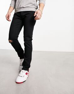 Черные узкие рваные джинсы Jack &amp; Jones
