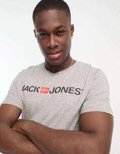Серая футболка с логотипом Jack &amp; Jones