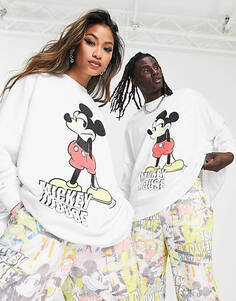 Белый свитшот унисекс в стиле унисекс с принтами Disney ASOS DESIGN Punk Mickey