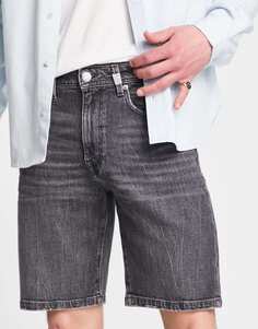 Серые джинсовые шорты узкого кроя из хлопка Selected Homme - GREY