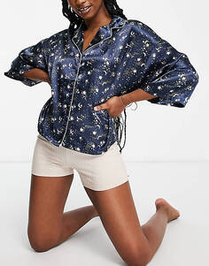 Пижамная рубашка с короткими рукавами и космическим принтом Vero Moda &apos;mix &amp; match&apos;