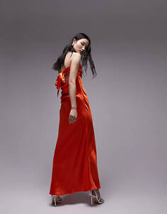 Красное платье миди-бандо Topshop