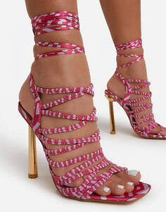 Розовые босоножки на каблуке с супер-ремешками Ego Ari