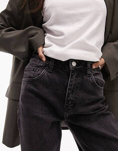 Черные свободные джинсы-клеш Topshop