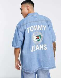 Светло-голубая джинсовая рубашка с логотипом Tommy Jeans Luxe