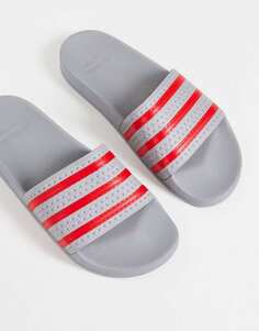 Серые и красные шлепанцы adidas Originals Adilette