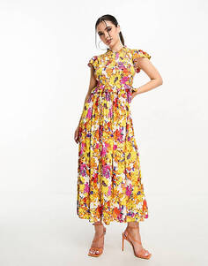 Платье макси с присборенным лифом и цветочным принтом YAS Petite Y.A.S