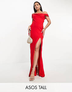 Красное платье макси с открытой спиной и бретелями ASOS DESIGN Tall