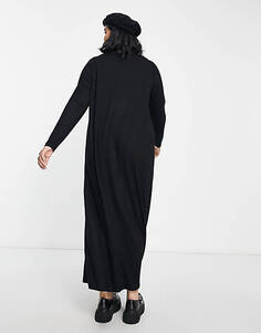 Черное платье-футболка с длинными рукавами ASOS DESIGN Curve