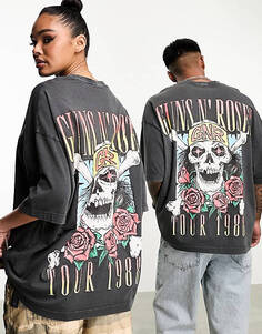 Черная оверсайз-футболка унисекс с принтом Guns N Roses ASOS DESIGN