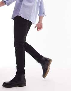 Черные эластичные зауженные джинсы Topman