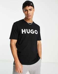 Черная футболка с логотипом Hugo Dulivio
