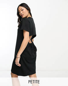 Черное платье мини-футболка с вырезом на спине Vero Moda Petite