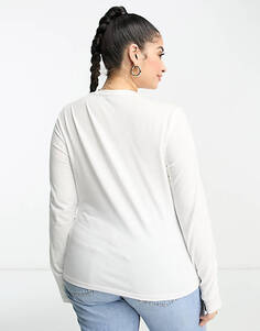 Белая футболка узкого кроя с длинными рукавами ASOS DESIGN Curve