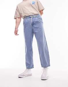 Зауженные джинсы со складками Topman средней стирки