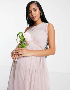 Розовое платье макси на одно плечо из тюля Anaya With Love Maternity Bridesmaid