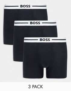 Набор из трех черных боксеров BOSS Bodywear