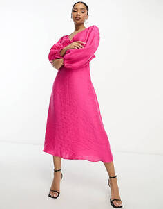 Розовое платье миди с объемными рукавами Nothing&apos;s Child Zendaya