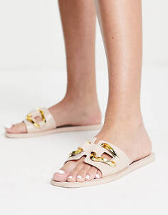 Бежевые сандалии на плоской подошве с цепочкой ASOS DESIGN Fleur