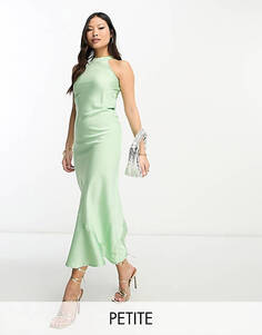 Мятно-зеленое платье макси с воротником-халтером Vila Petite