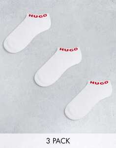 Комплект из трех белых низких носков с логотипом HUGO Bodywear