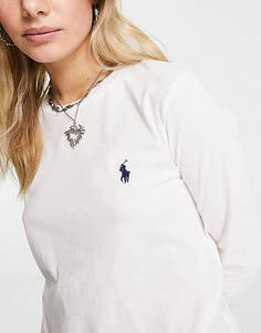 Белый топ с длинными рукавами Polo Ralph Lauren