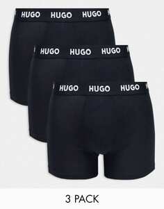 Набор из трех черных трусов HUGO Bodywear