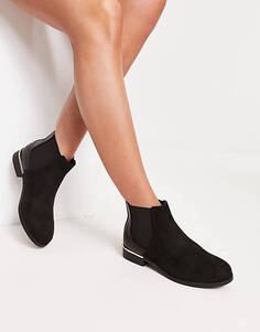 Черные массивные ботинки челси на плоской подошве New Look Wide Fit