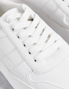 Белые кроссовки на шнуровке на плоской платформе ASOS DESIGN Duet