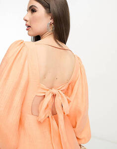 Оранжевое платье мини с объемными рукавами и объемными рукавами Nothing&apos;s Child Petite Zola Unknown