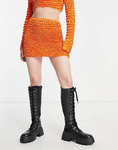 Ярко-оранжевая супермини-юбка Annorlunda с текстурой попкорна