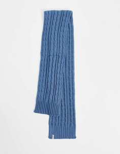 Синий вязаный шарф с логотипом Farah