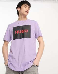 Фиолетовая открытая футболка с логотипом HUGO Dulive222