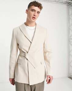 Кремовый узкий пиджак с пряжкой Bolongaro Trevor