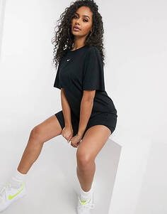 Черное платье-футболка оверсайз с логотипом Nike Mini Swoosh