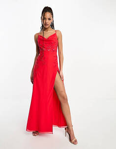 Красное платье макси с воротником-хомутом Hope &amp; Ivy