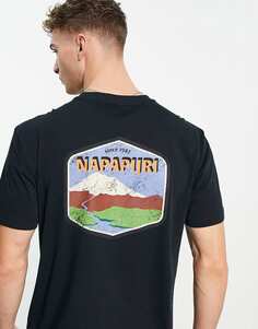 Черная футболка с принтом на спине Napapijri Bolivar