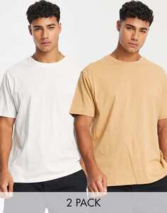 Две пары футболок свободного кроя Another Influence темно-желтого и белого цвета