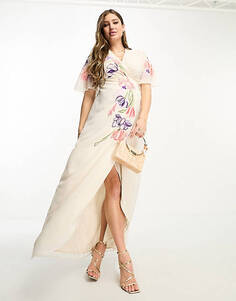 Платье макси цвета слоновой кости с цветочной вышивкой Hope &amp; Ivy Maternity